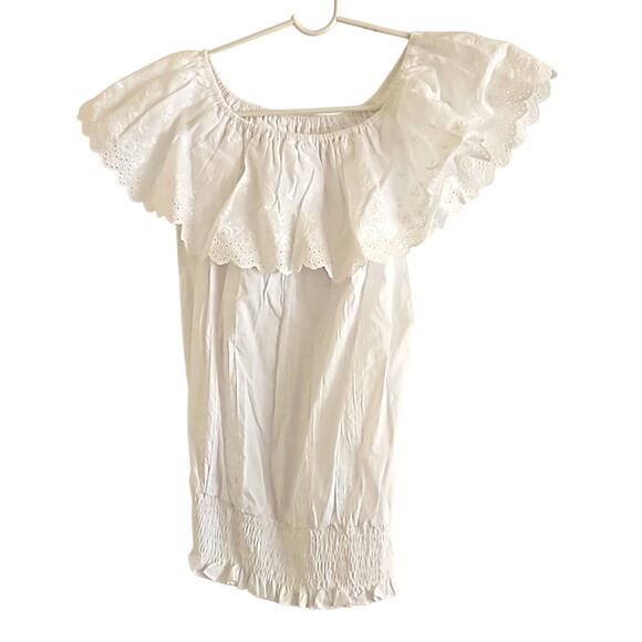 Vintage Women's summer Embroidered white Bardot top Size small - Picture 4 of 10